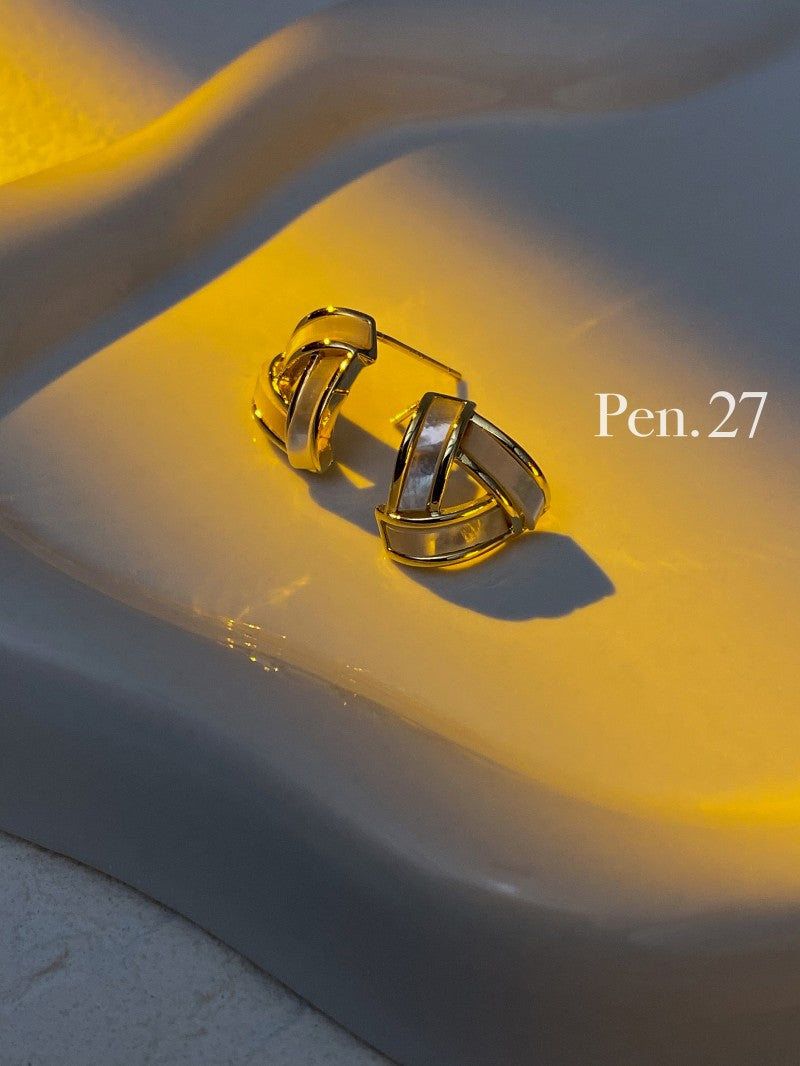 設計師品牌Pen.27飾品S925三圈貝母耳飾耳環38