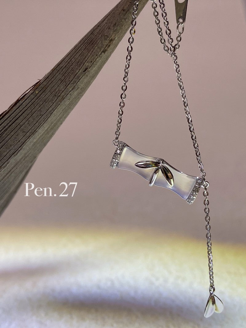 設計師品牌Pen.27飾品S925玉髓鑽竹節吊墜項鏈18